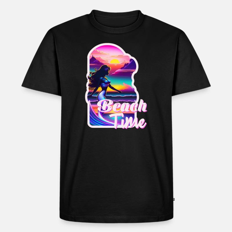 surf - beach time - retro - T-shirt Premium bio Homme - noir