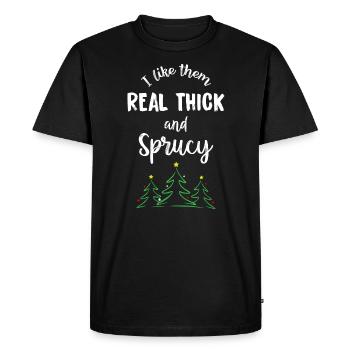 Je les aime vraiment épais et épicéa - T-shirt Premium bio Homme - noir - Devant - Nico (187cm)