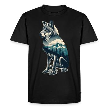 In harmony with nature: The wolf of the mountain - Men's Premium Organic T-Shirt - black - Front - Nico (187cm)