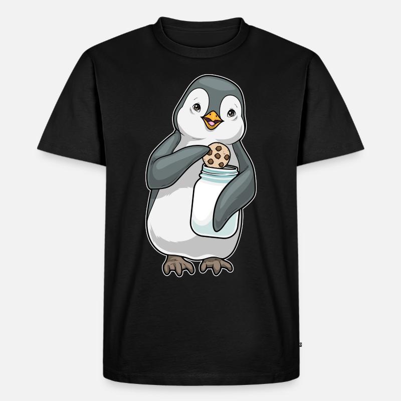 Pinguin Cookie - Männer Premium Bio T-Shirt - Schwarz