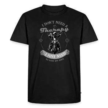 Thérapie - Biker - Rocker - chopper-motorcycle - T-shirt Premium bio Homme - noir - Devant - Nico (187cm)