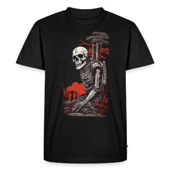 Occult Steampunk Apocalypse Gothic Skeleton Design - Men's Premium Organic T-Shirt - black - Front - Nico (187cm)