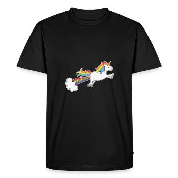 Unicorn farts rainbow funny fart - Men's Premium Organic T-Shirt - black - Front - Nico (187cm)