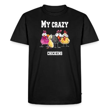 Mes poulets fous - T-shirt Premium bio Homme - noir - Devant - Nico (187cm)