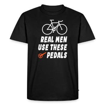 Real Men Use These Pedals - Men's Premium Organic T-Shirt - black - Front - Nico (187cm)