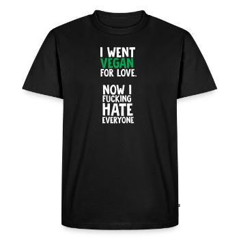Je suis végétalien pour l'amour. cadeau végétalien - T-shirt Premium bio Homme - noir - Devant - Nico (187cm)