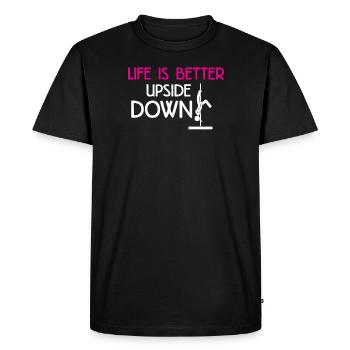 La vie est meilleure à l'envers cadeau Polefitness - T-shirt Premium bio Homme - noir - Devant - Nico (187cm)