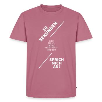 SPRICH MICH AN * Spruch * Anmache * Geschenk - Männer Premium Bio T-Shirt - Mauve - Vorne - Nico (187cm)