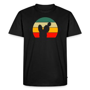 Retro Cactus Lover Gift Prickly Cactus - Men's Premium Organic T-Shirt - black - Front - Nico (187cm)