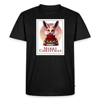 Portrait of a cute Fennec fox in a Christmas - Men's Premium Organic T-Shirt - black - Front - Nico (187cm)