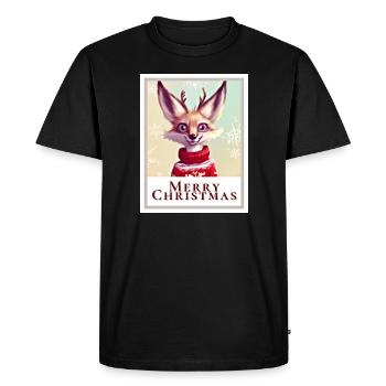 Portrait of a cute Fennec fox in a sweater - Men's Premium Organic T-Shirt - black - Front - Nico (187cm)
