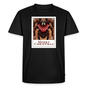 Tarantula with the inscription merry christmas. - Men's Premium Organic T-Shirt - black - Front - Nico (187cm)