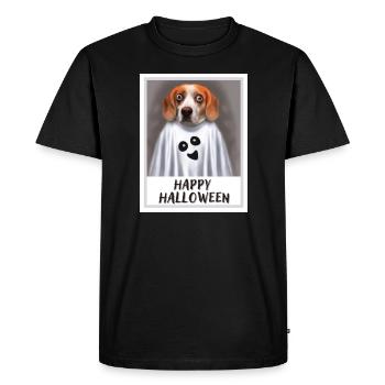 Portrait of beagle in halloween ghost costume. - Men's Premium Organic T-Shirt - black - Front - Nico (187cm)