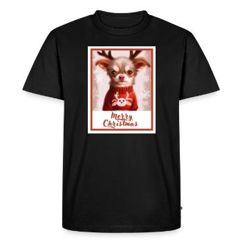 Petit chien Chihuahua mignon dans une tenue de fête. - T-shirt Premium bio Homme - noir - Devant - Nico (187cm)
