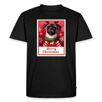Portrait of a cute pug in a festive setting. - Men's Premium Organic T-Shirt - black - Front - Nico (187cm)