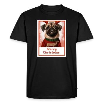 Portrait, Sweet happy doggy (Carlin) dans un Noël. - T-shirt Premium bio Homme - noir - Devant - Nico (187cm)