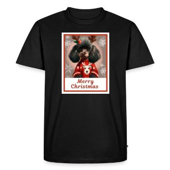 Mignon chien (caniche miniature noir) dans un festif - T-shirt Premium bio Homme - noir - Devant - Nico (187cm)