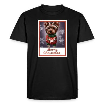 Portrait d’un chien, Yorkshire terrier - T-shirt Premium bio Homme - noir - Devant - Nico (187cm)