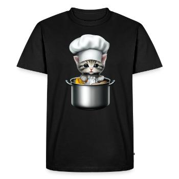 Chef Cat - Men's Premium Organic T-Shirt - black - Front - Nico (187cm)