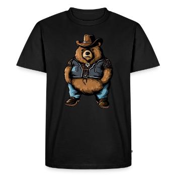 Gros cowboy ours - T-shirt Premium bio Homme - noir - Devant - Nico (187cm)