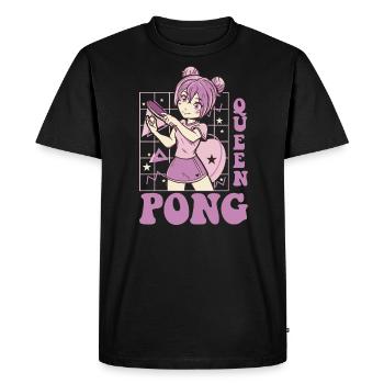 Queen Pong Fille Joueur de tennis de table Filles - T-shirt Premium bio Homme - noir - Devant - Nico (187cm)