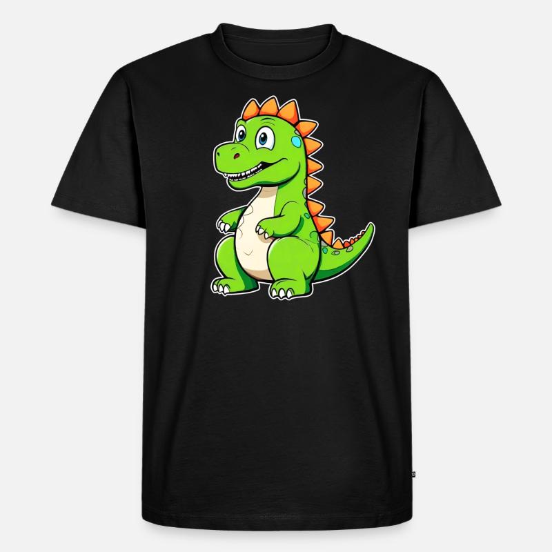 Niedlicher Comic Dinosaurier - Männer Premium Bio T-Shirt - Schwarz