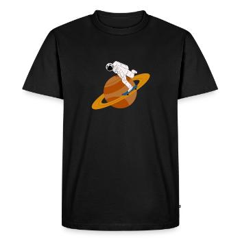 Astronaute Skateboard Saturne Anneaux Space Gift - T-shirt Premium bio Homme - noir - Devant - Nico (187cm)
