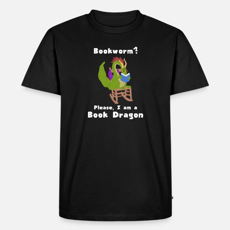 Bücherwurm Lesen Bücher - Männer Premium Bio T-Shirt - Schwarz