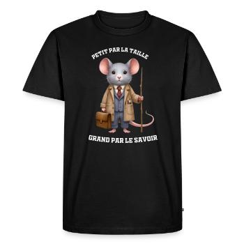 Grand par le savoir - Métier Professeur - T-shirt Premium bio Homme - noir - Devant - Nico (187cm)