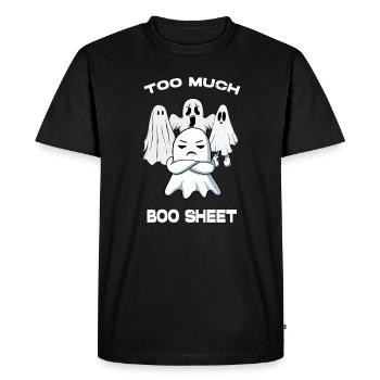 TOO MUCH BOO SHEET, FUNNY HALLOWEEN GHOSTS - Men's Premium Organic T-Shirt - black - Front - Nico (187cm)