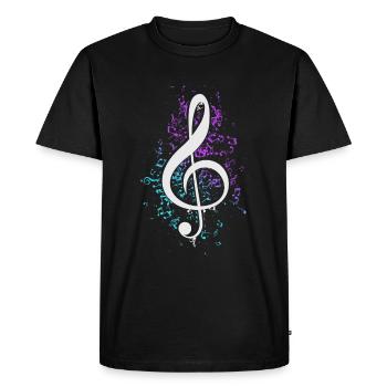 Colorful violin clef musical sheet music musicians - Men's Premium Organic T-Shirt - black - Front - Nico (187cm)
