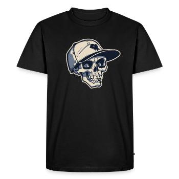 Crâne avec chapeau Snapback (AVC) - T-shirt Premium bio Homme - noir - Devant - Nico (187cm)
