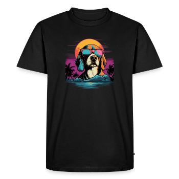 Chemise pour chien Retro Wave Beagle - T-shirt Premium bio Homme - noir - Devant - Nico (187cm)