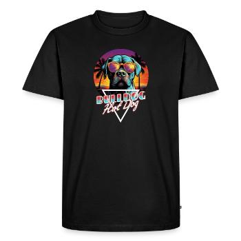 Chemise à hot-dog bouledogue américain Retro Wave - T-shirt Premium bio Homme - noir - Devant - Nico (187cm)