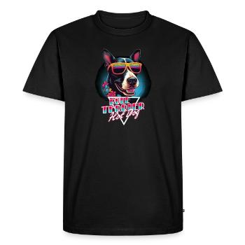 Chemise à hot-dog Retro Wave Bull Terrier - T-shirt Premium bio Homme - noir - Devant - Nico (187cm)