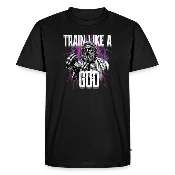 Train like a God Thunder Version Ancient God Zeus - Men's Premium Organic T-Shirt - black - Front - Nico (187cm)