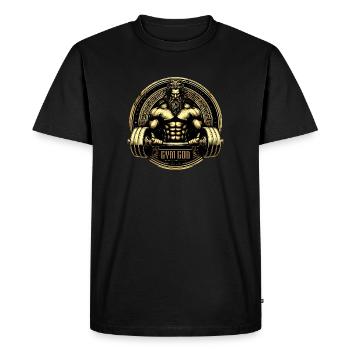 Greek God Zeus Gym Gold Front - Men's Premium Organic T-Shirt - black - Front - Nico (187cm)