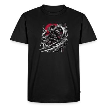 Chemise de guerrier japonais samouraï Ronin - T-shirt Premium bio Homme - noir - Devant - Nico (187cm)