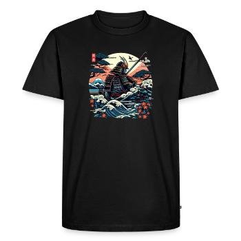 Chemise japonaise Samouraï Warrior Ronin - T-shirt Premium bio Homme - noir - Devant - Nico (187cm)