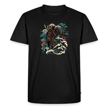 Ukiyo e Chemise de guerrier samouraï japonais - T-shirt Premium bio Homme - noir - Devant - Nico (187cm)
