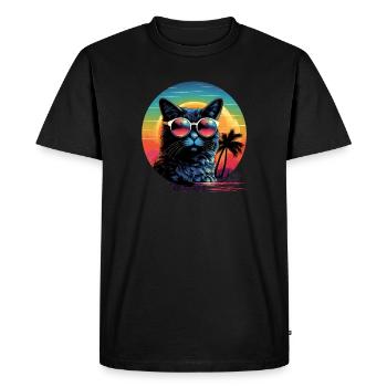 Chemise Retro Wave Cymric Cat - T-shirt Premium bio Homme - noir - Devant - Nico (187cm)