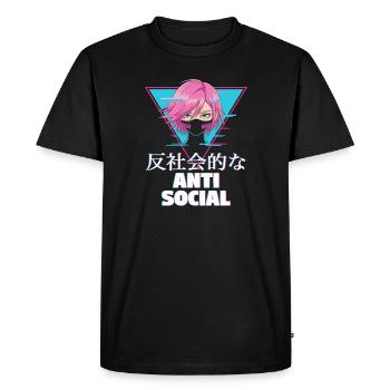 Anime anti social - T-shirt Premium bio Homme - noir - Devant - Nico (187cm)