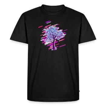 Tree Blossom 80s Retro Violet - T-shirt Premium bio Homme - noir - Devant - Nico (187cm)
