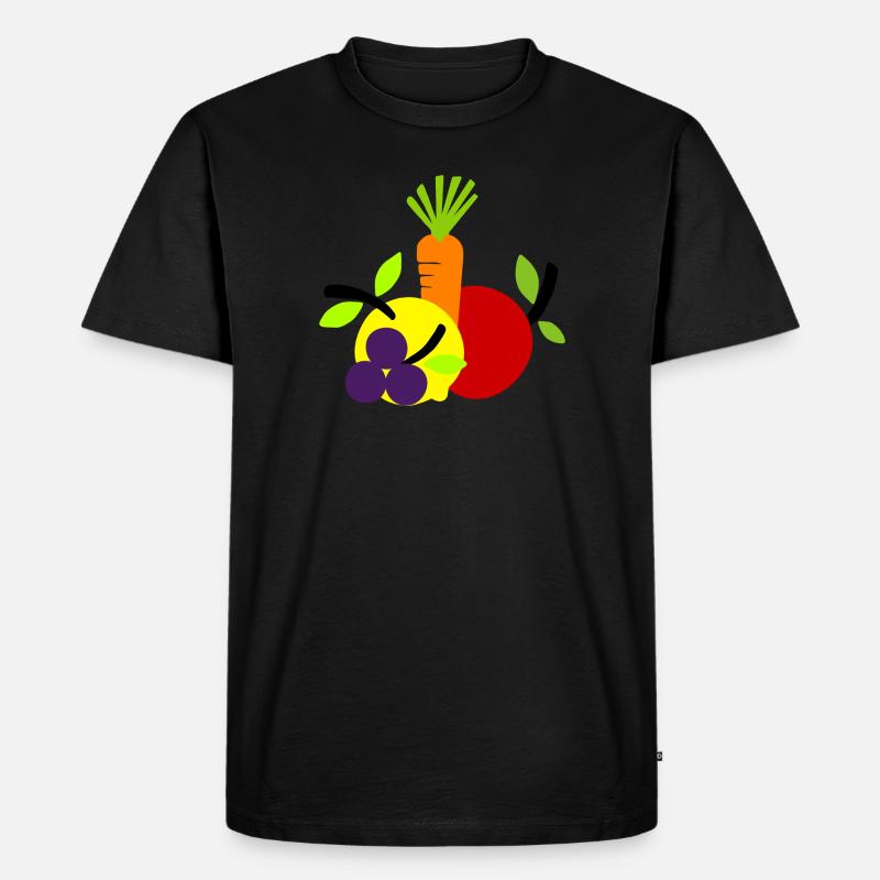 Obst Gemüse Vegan - Männer Premium Bio T-Shirt - Schwarz