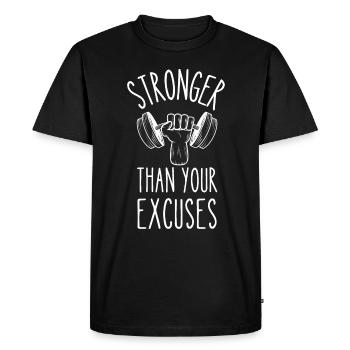 Plus fort que vos excuses - T-shirt Premium bio Homme - noir - Devant - Nico (187cm)
