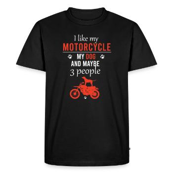 J'aime ma moto mon chien et peut-être 3 personnes - T-shirt Premium bio Homme - noir - Devant - Nico (187cm)
