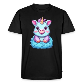 Cochon Licorne - Mignon Fusion Animale Mythique - T-shirt Premium bio Homme - noir - Devant - Nico (187cm)