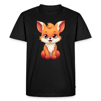 Bande dessinée mignonne Red Fox : Assise détendue - T-shirt Premium bio Homme - noir - Devant - Nico (187cm)