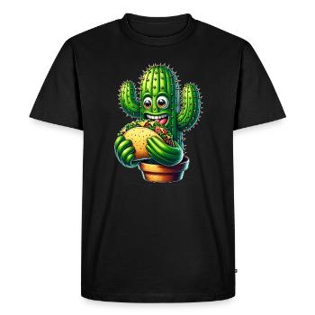Cactus Taco Mexico Food Mexican Cartoon - Men's Premium Organic T-Shirt - black - Front - Nico (187cm)