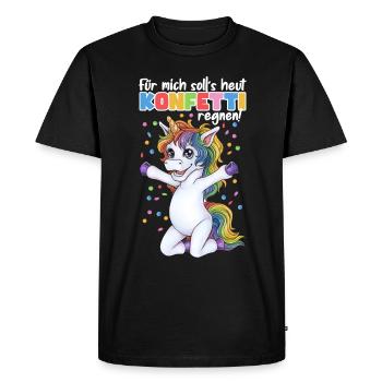 Einhorn Party Konfetti Karneval Geburtstag Kinder - Männer Premium Bio T-Shirt - Schwarz - Vorne - Nico (187cm)